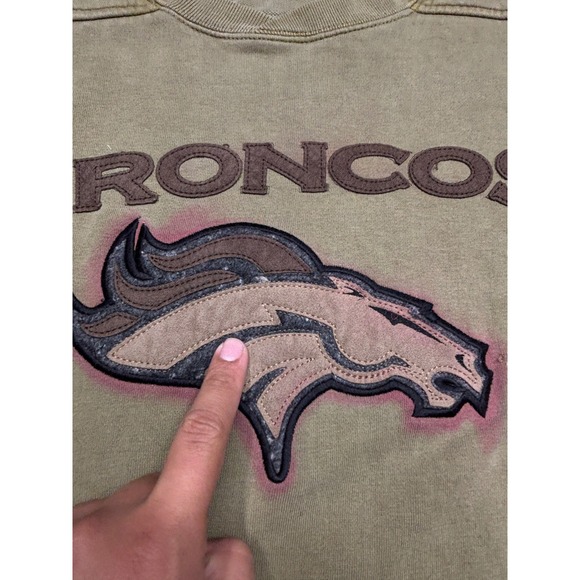 Vintage Denver Broncos Green Puma NFL Team Apparel Crewneck Sweatshirt XXL - Picture 5 of 11